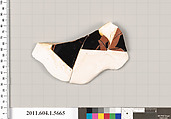 Terracotta fragment of a kylix (drinking cup), Terracotta, Greek, Attic