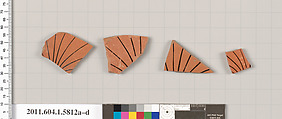 Terracotta fragments of kylikes: eye-cups (drinking cups), Terracotta, Greek, Attic
