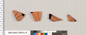 Terracotta fragments of kylikes: eye-cups (drinking cups), Terracotta, Greek, Attic