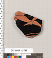Terracotta fragment of a kylix (drinking cup), Terracotta, Greek, Attic