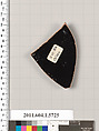 Terracotta fragment of a kylix: eye-cup  (drinking cup), Attributed to Oltos [DvB], Terracotta, Greek, Attic