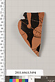 Terracotta fragment of a kylix (drinking cup), Terracotta, Greek, Attic
