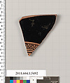 Terracotta fragment of a kylix (drinking cup), Terracotta, Greek, Attic
