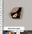 Terracotta fragment of a kylix (drinking cup), Terracotta, Greek, Attic