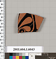 Terracotta fragment of a kylix (drinking cup), Terracotta, Greek, Attic