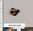 Terracotta fragment of a kylix (drinking cup), Terracotta, Greek, Attic
