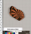 Terracotta fragment of a kylix (drinking cup), Attributed to Skythes [DvB], Terracotta, Greek, Attic