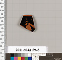 Terracotta rim fragment of a kylix (drinking cup), Attributed to Skythes [DvB], Terracotta, Greek, Attic