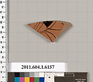 Terracotta fragment of a kylix (drinking cup), Terracotta, Greek, Attic