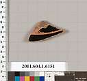 Terracotta fragment of a kylix (drinking cup), Terracotta, Greek, Attic
