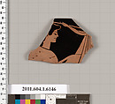 Terracotta rim fragment of a kylix (drinking cup), Terracotta, Greek, Attic