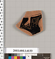 Terracotta fragment of a kylix (drinking cup), Terracotta, Greek, Attic