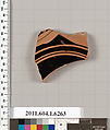 Terracotta fragment of a kylix (drinking cup), Terracotta, Greek, Attic