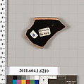 Terracotta rim fragment of a kylix (drinking cup), Terracotta, Greek, Attic