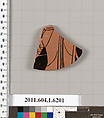 Terracotta fragment of a kylix (drinking cup), Terracotta, Greek, Attic
