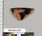 Terracotta rim fragment of a kylix (drinking cup), Terracotta, Greek, Attic