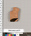 Terracotta fragment of a kylix (drinking cup), Terracotta, Greek, Attic