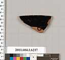 Terracotta rim fragment of a kylix (drinking cup), Terracotta, Greek, Attic