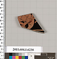 Terracotta fragment of a kylix (drinking cup), Terracotta, Greek, Attic