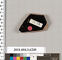 Terracotta fragment of a kylix (drinking cup), Terracotta, Greek, Attic