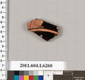 Terracotta fragment of a kylix (drinking cup), Terracotta, Greek, Attic