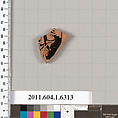 Terracotta fragment of a kylix (drinking cup), Terracotta, Greek, Attic