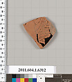 Terracotta fragment of a kylix (drinking cup), Terracotta, Greek, Attic