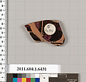 Terracotta fragment of a kylix (drinking cup), Terracotta, Greek, Attic
