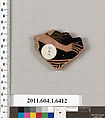 Terracotta fragment of a kylix (drinking cup), Terracotta, Greek, Attic