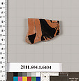 Terracotta fragment of a kylix (drinking cup), Terracotta, Greek, Attic