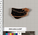 Terracotta fragment of a kylix (drinking cup), Attributed to the Epidromos Painter [DvB], Terracotta, Greek, Attic