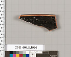 Terracotta rim fragment of a kylix (drinking cup), Terracotta, Greek, Attic