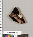 Terracotta fragment of a kylix (drinking cup), Terracotta, Greek, Attic