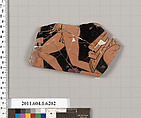 Terracotta fragment of a kylix (drinking cup), Terracotta, Greek, Attic