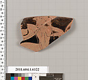 Terracotta rim fragment of a kylix (drinking cup), Terracotta, Greek, Attic