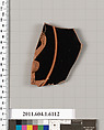 Terracotta fragment of a kylix (drinking cup), Terracotta, Greek, Attic