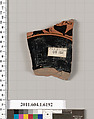 Terracotta fragment of a kylix (drinking cup), Attributed to the Painter of Berlin 2268 [DvB], Terracotta, Greek, Attic