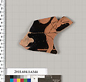 Terracotta fragment of a kylix (drinking cup), Terracotta, Greek, Attic