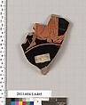 Terracotta fragment of a kylix (drinking cup), Attributed to the Cage Painter [DvB], Terracotta, Greek, Attic