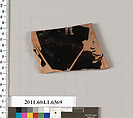 Terracotta fragment of a kylix (drinking cup), Attributed to the Pistoxenos Painter  , early [DvB], Terracotta, Greek, Attic