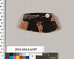Terracotta rim fragment of a kylix (drinking cup), Terracotta, Greek, Attic
