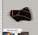 Terracotta fragment of a kylix (drinking cup), Terracotta, Greek, Attic