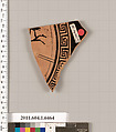 Terracotta fragment of a kylix (drinking cup), Terracotta, Greek, Attic
