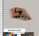 Terracotta fragment of a kylix (drinking cup), Attributed to the Antiphon Painter [DvB], Terracotta, Greek, Attic