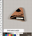 Terracotta fragment of a kylix (drinking cup), Terracotta, Greek, Attic