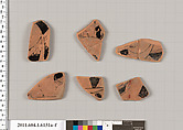 Terracotta fragments of a kylix (drinking cup), Terracotta, Greek, Attic