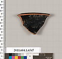 Terracotta rim fragment of a kylix (drinking cup), Terracotta, Greek, Attic