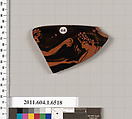 Terracotta rim fragment of a kylix (drinking cup), Terracotta, Greek, Attic