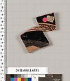 Terracotta fragment of a kylix (drinking cup), Terracotta, Greek, Attic