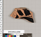 Terracotta fragment of a kylix (drinking cup), Terracotta, Greek, Attic